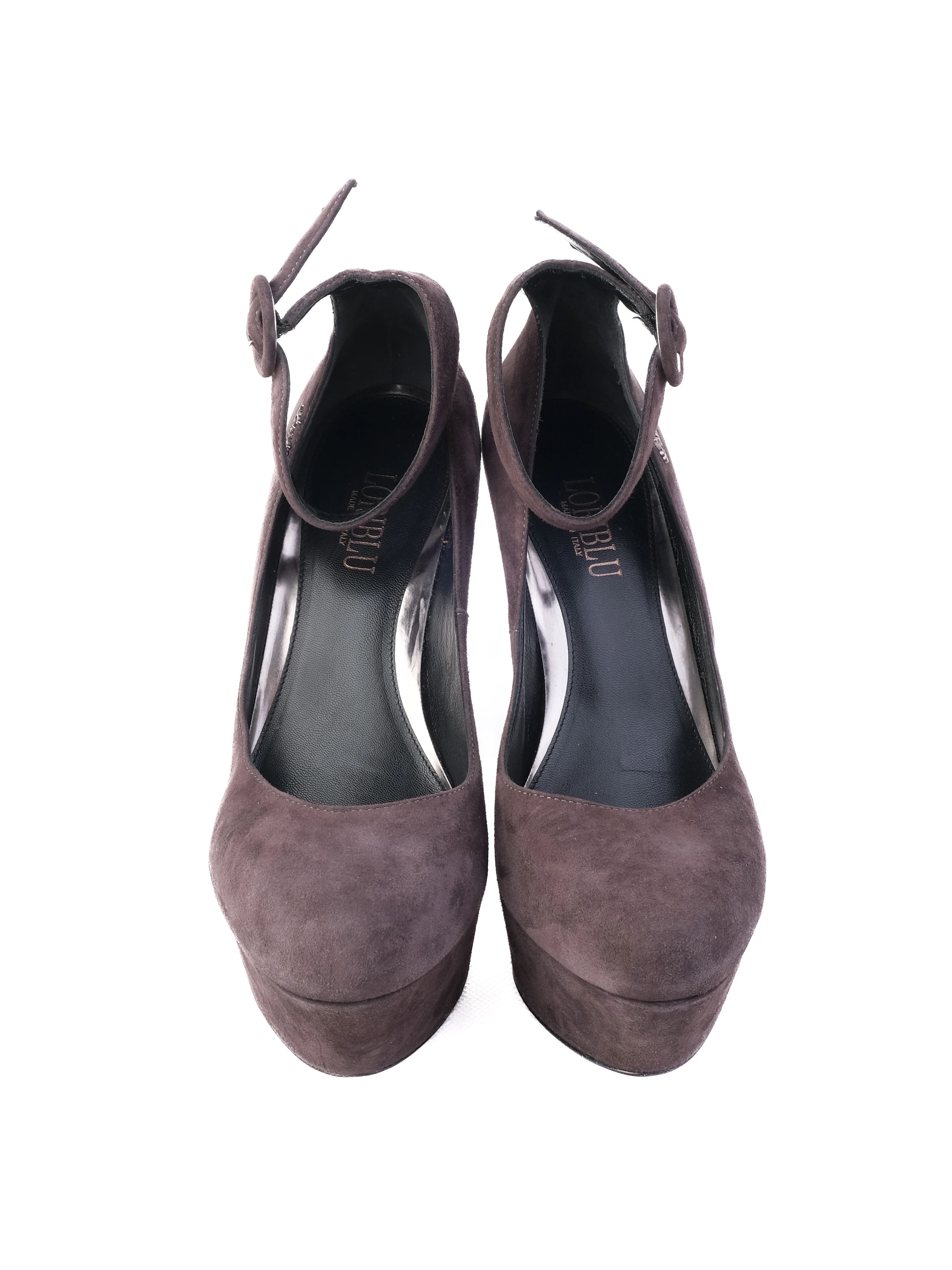Excellent Easy by Loriblu Gray Leather High-Heeled Pump Size 39