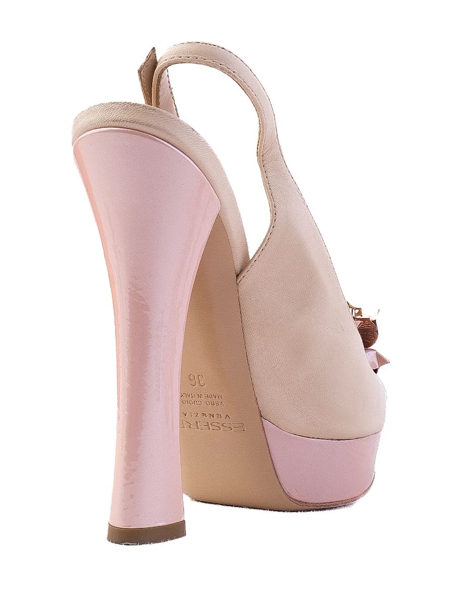 Excellent Essere White Leather Peep-Toe High-Heeled Shoes Size 36