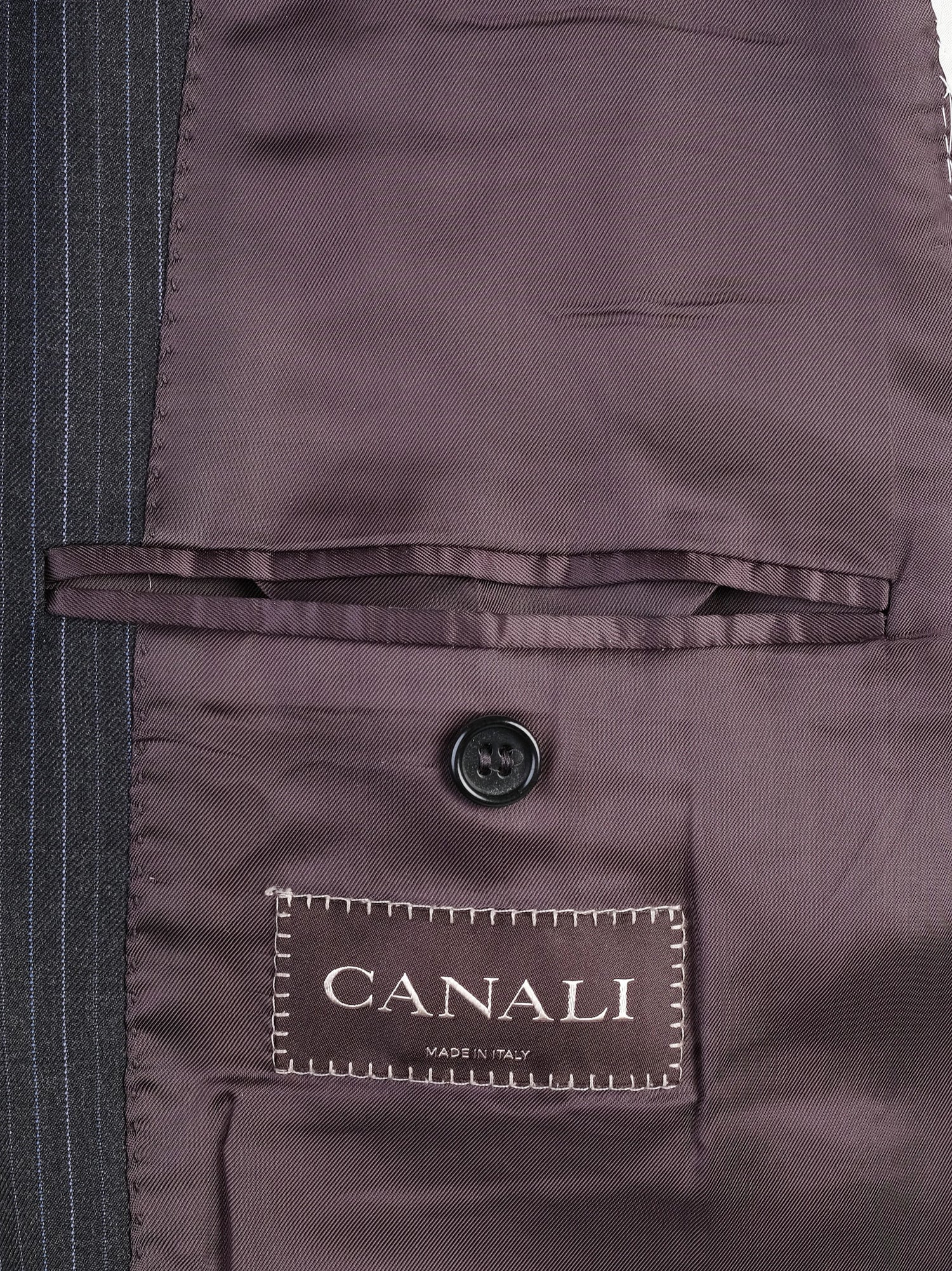 Excellent Canali Black Wool Suit Jacket Men Size XXL Pinstripe