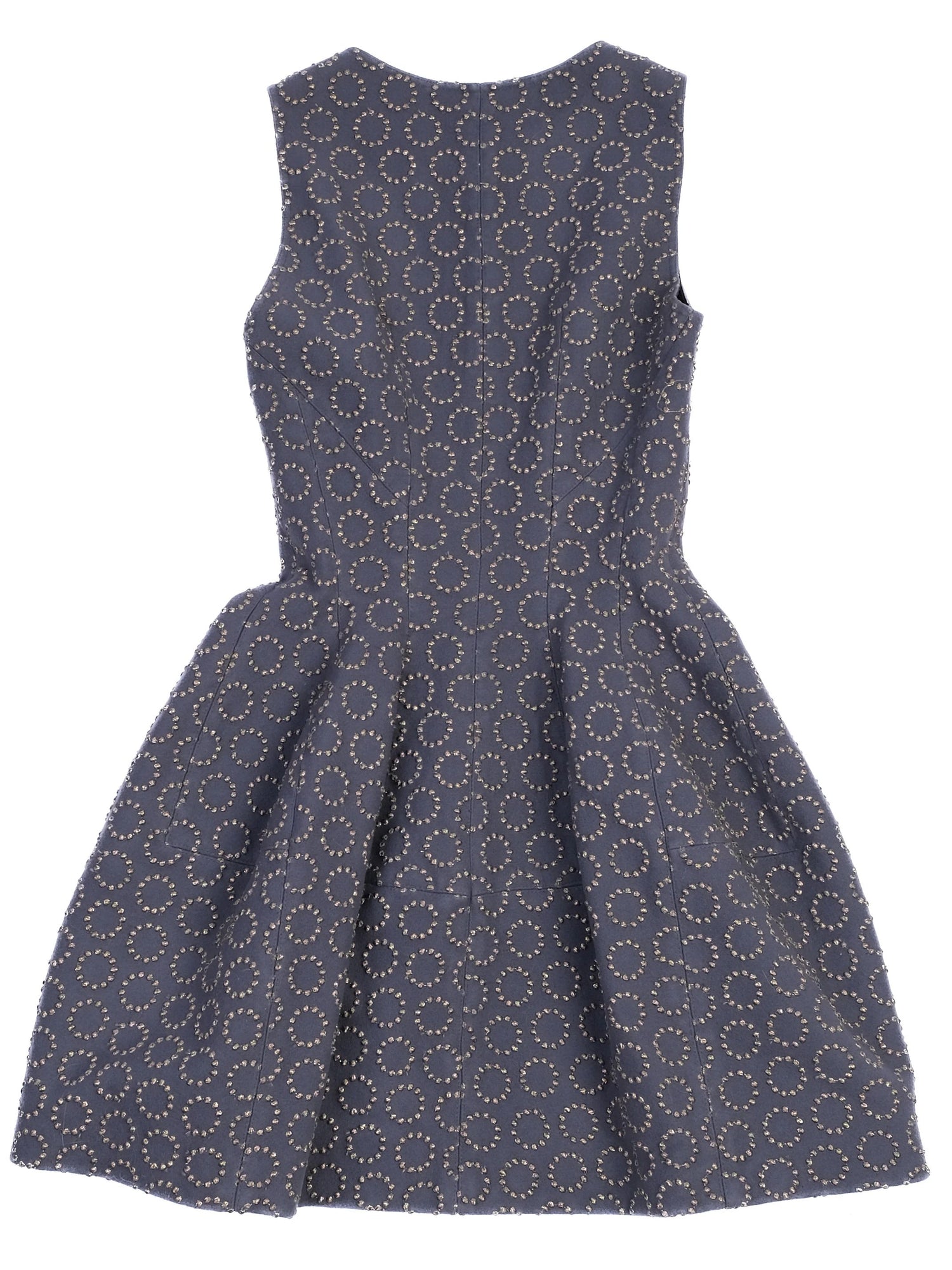 Excellent Alaia Sleeveless Dress Dark Blue Embroidered Wool Size N/A