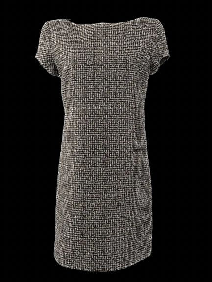 Saint Laurent Gray Silk Houndstooth Dress Size M - Excellent Condition