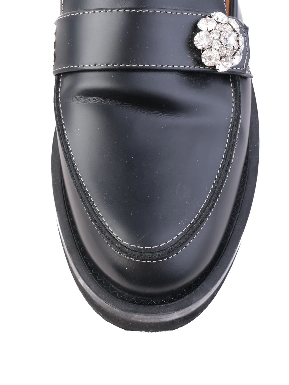 NEW Ganni Black Leather Loafers with Metal Detail Size N/A