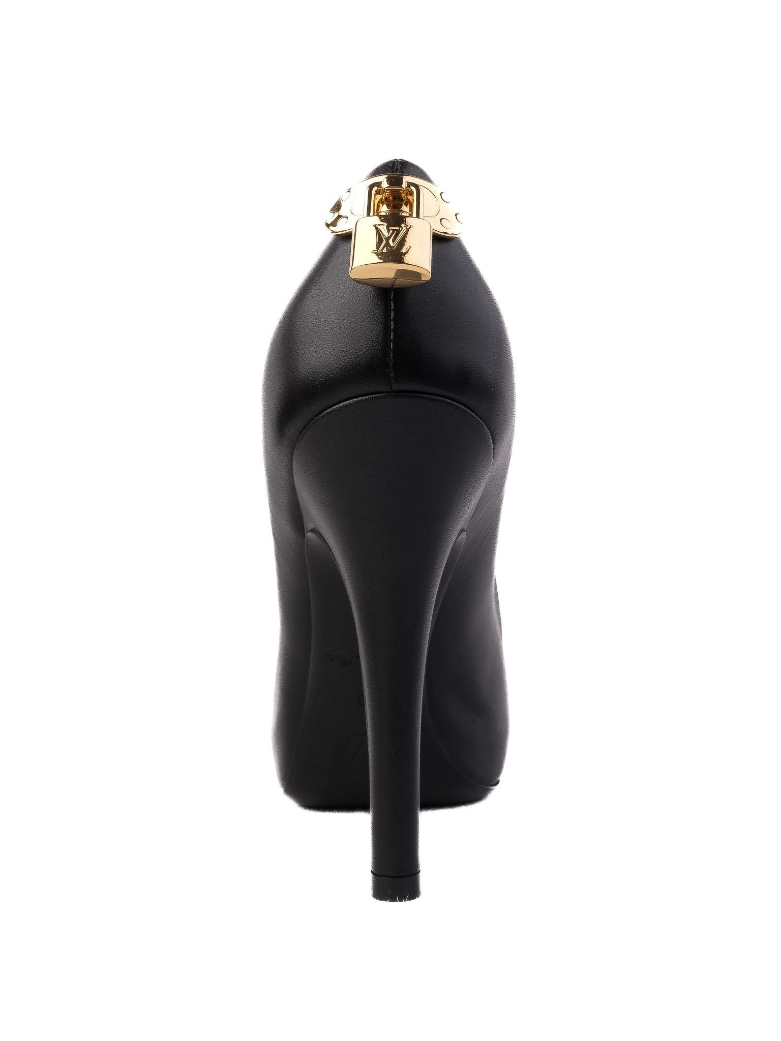 NEW Louis Vuitton Black Leather High-Heeled Shoes Size 38