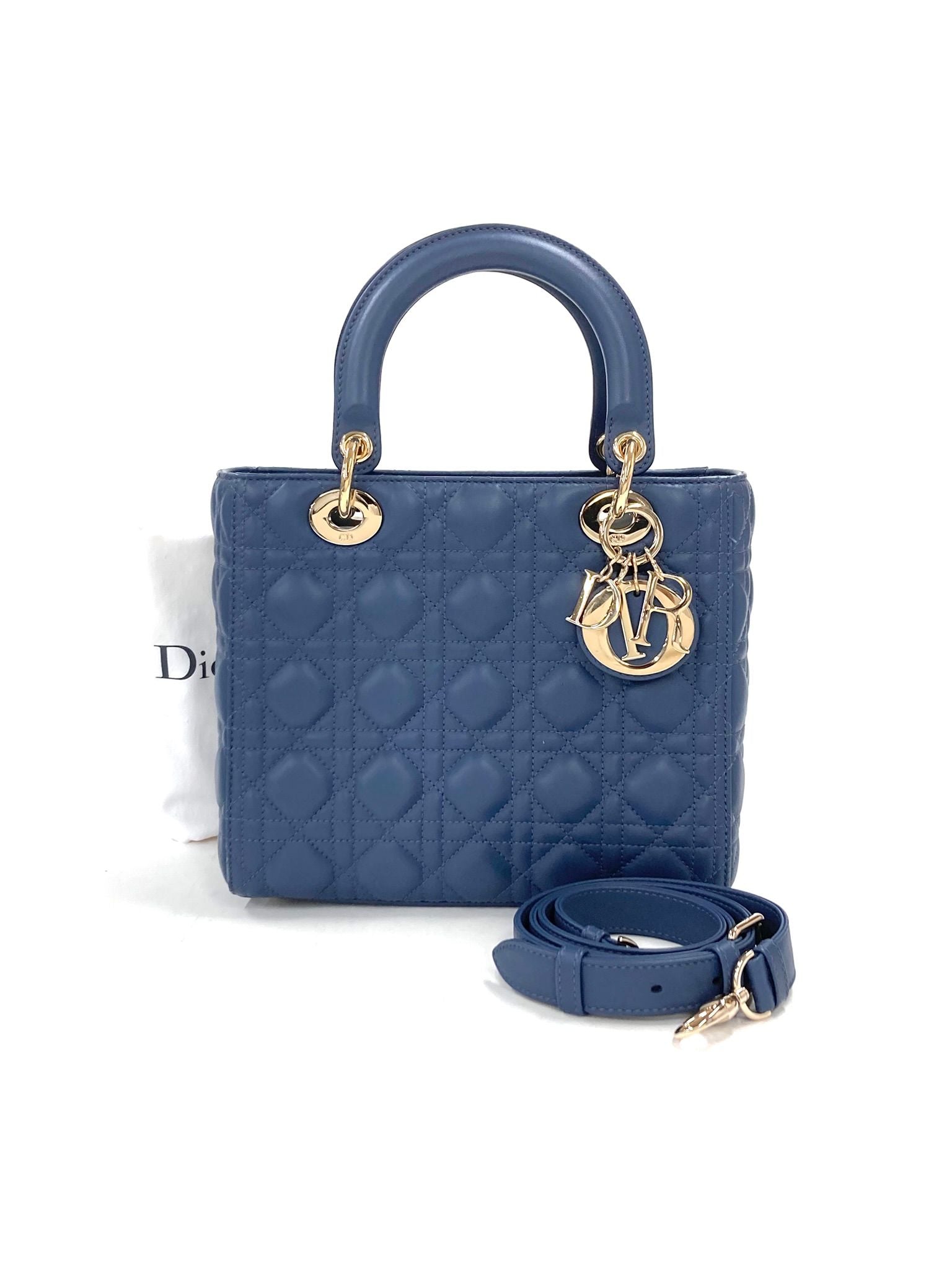 Dior Medium Lady Dior Blue,Leather WSS