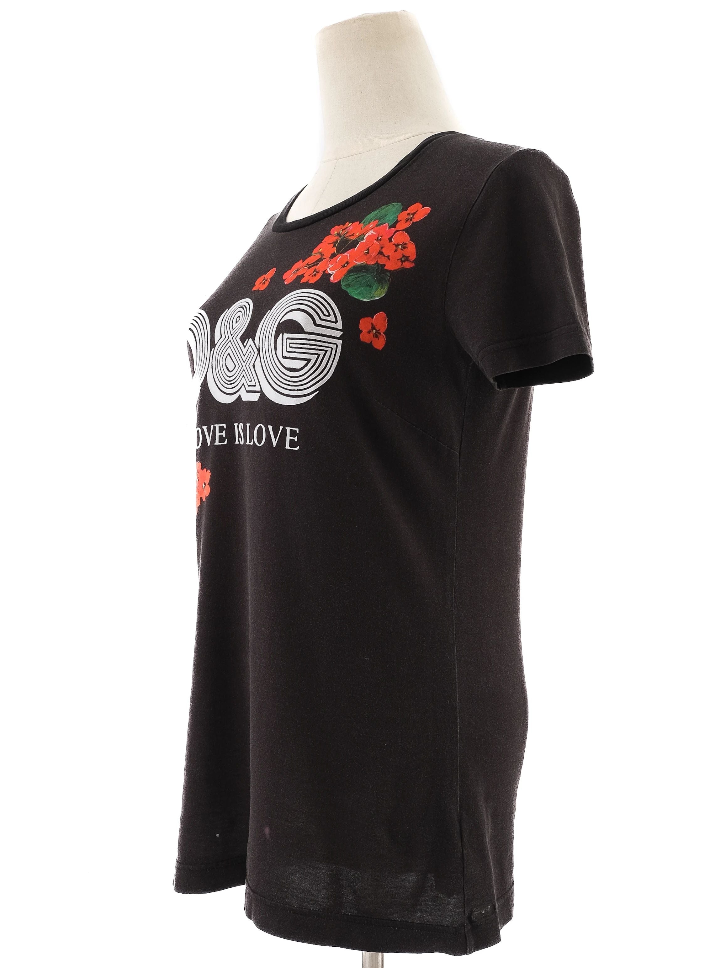 Excellent Dolce & Gabbana Black T-shirt Size S D&G LOVE IS LOVE