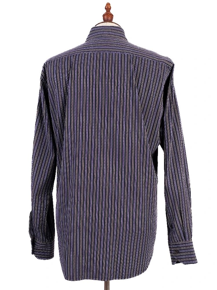 Excellent Etro Striped Button-Up Shirt Purple Cotton Size L