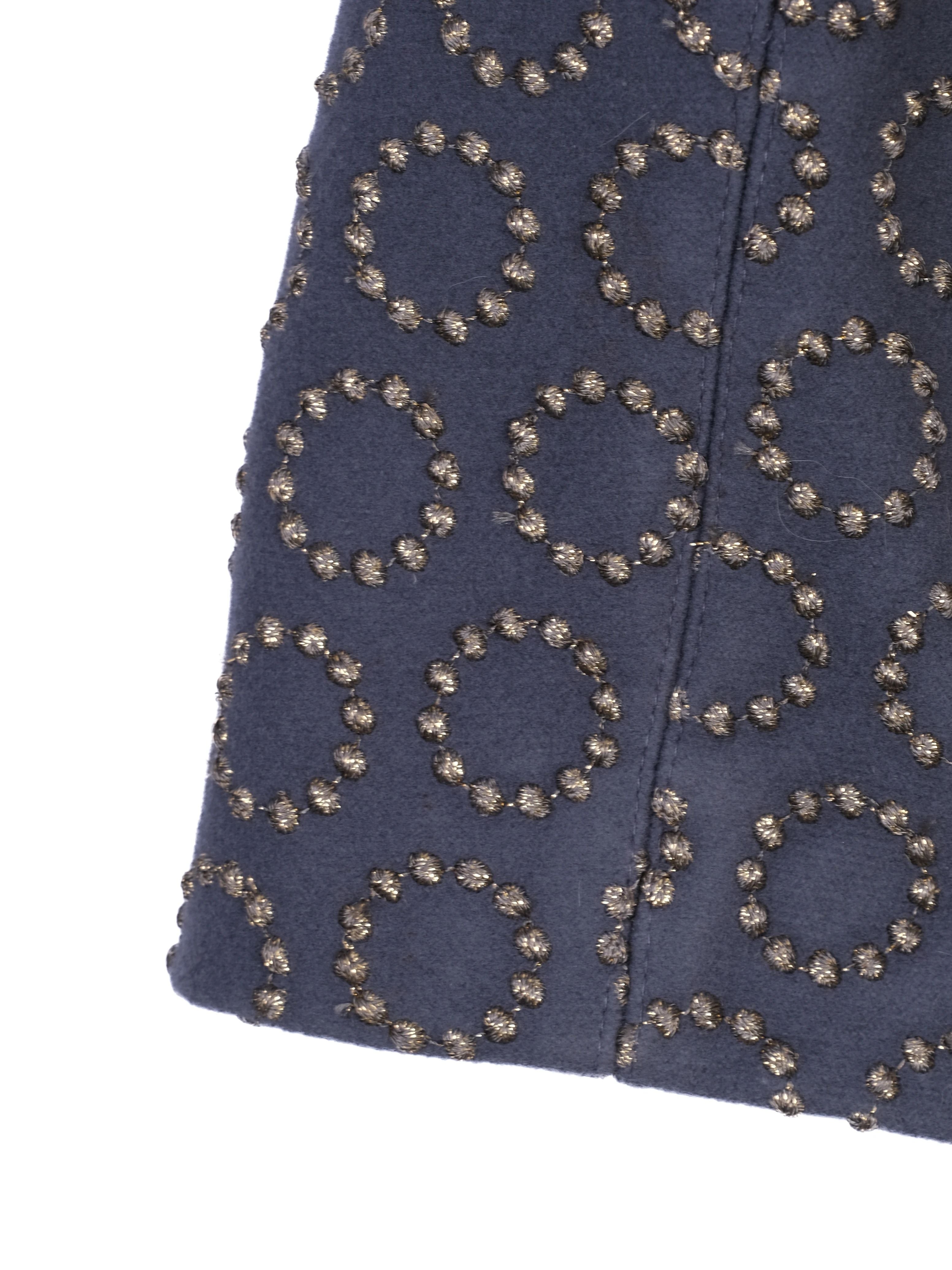 Excellent Alaia Sleeveless Dress Dark Blue Embroidered Wool Size N/A