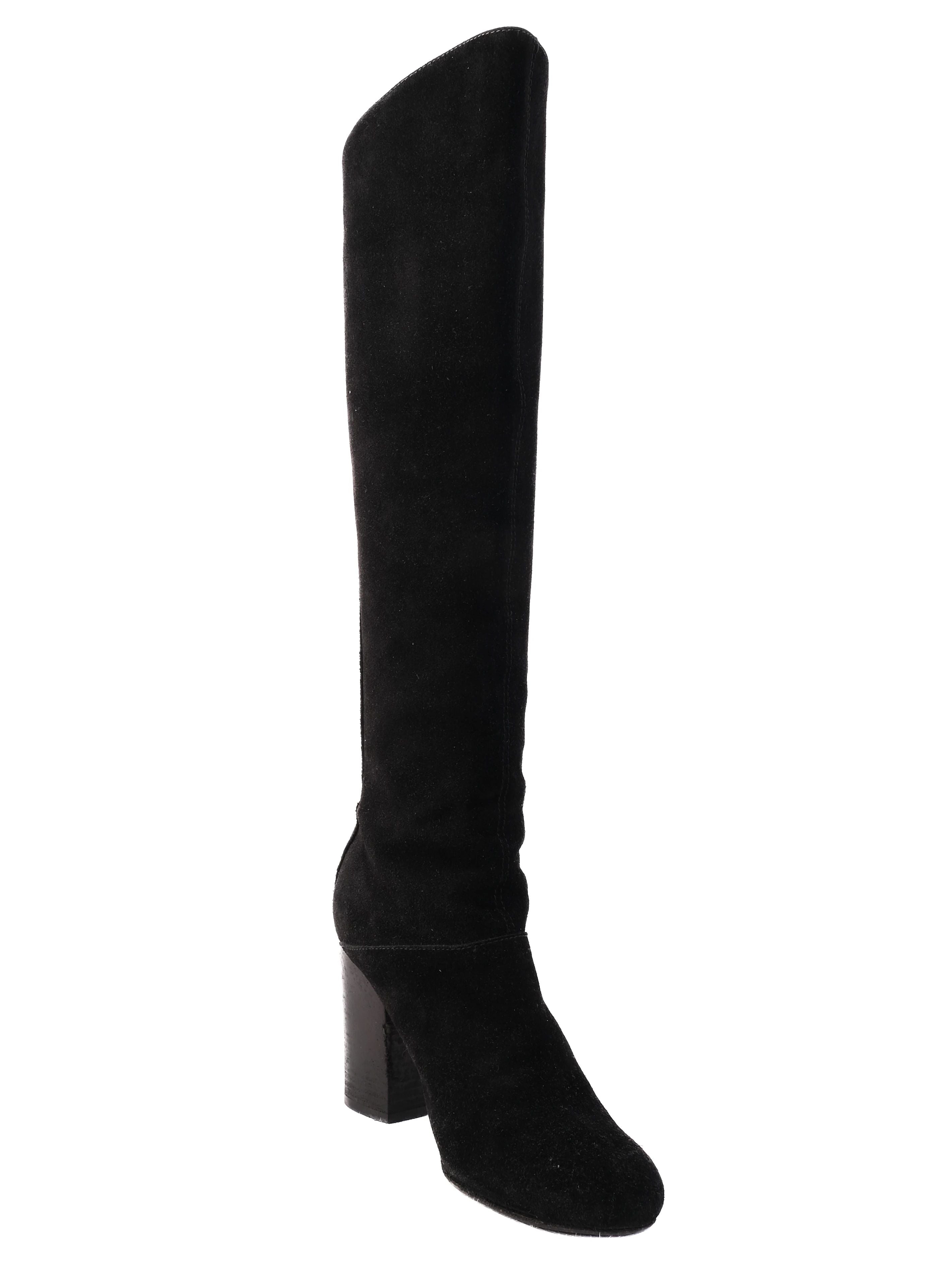 Excellent SI Rossi Black Genuine Suede Knee-High Boots Size 38