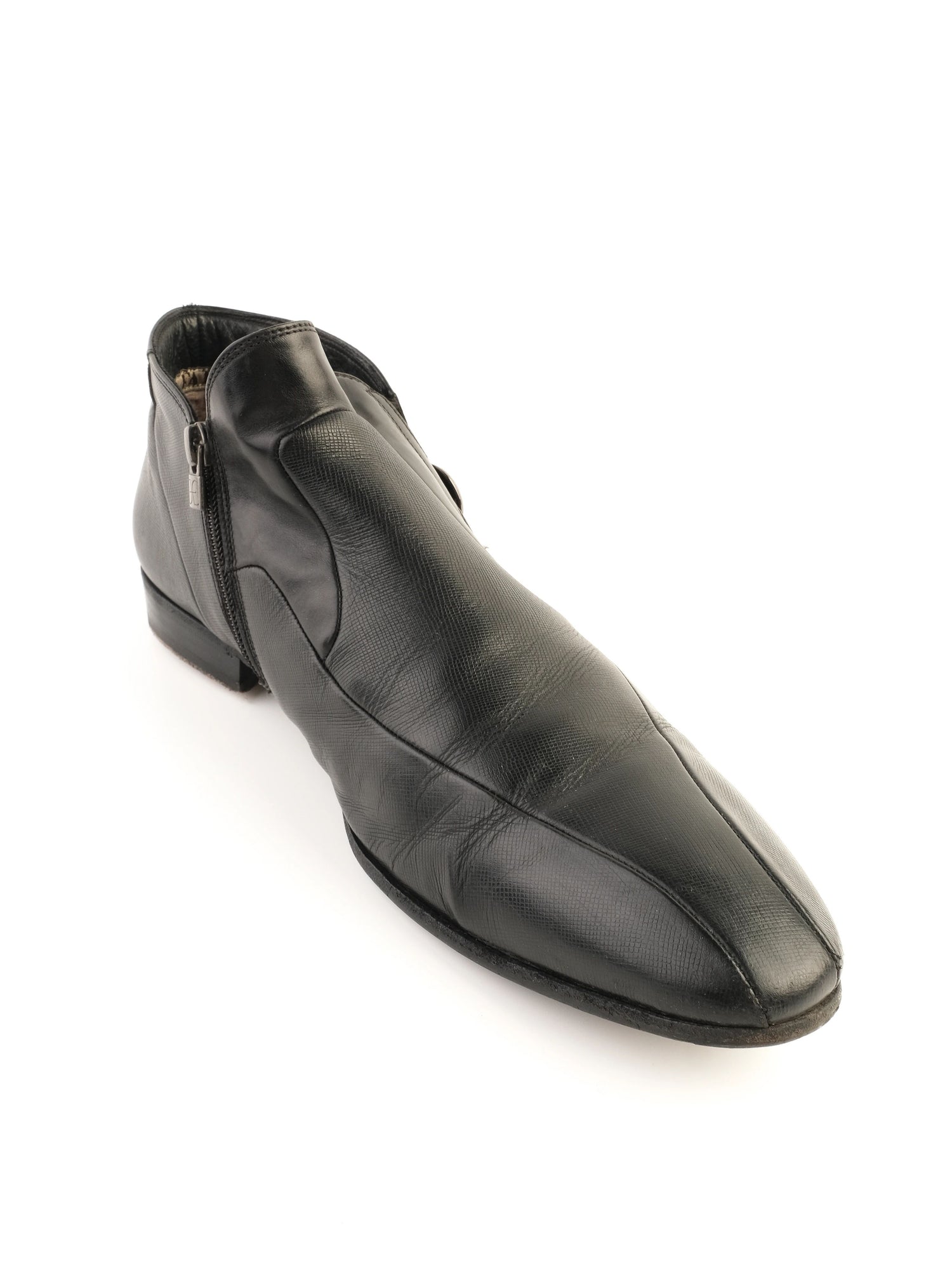 Excellent Fabi Black Leather Ankle Boots Size 43 with Buckle Detail