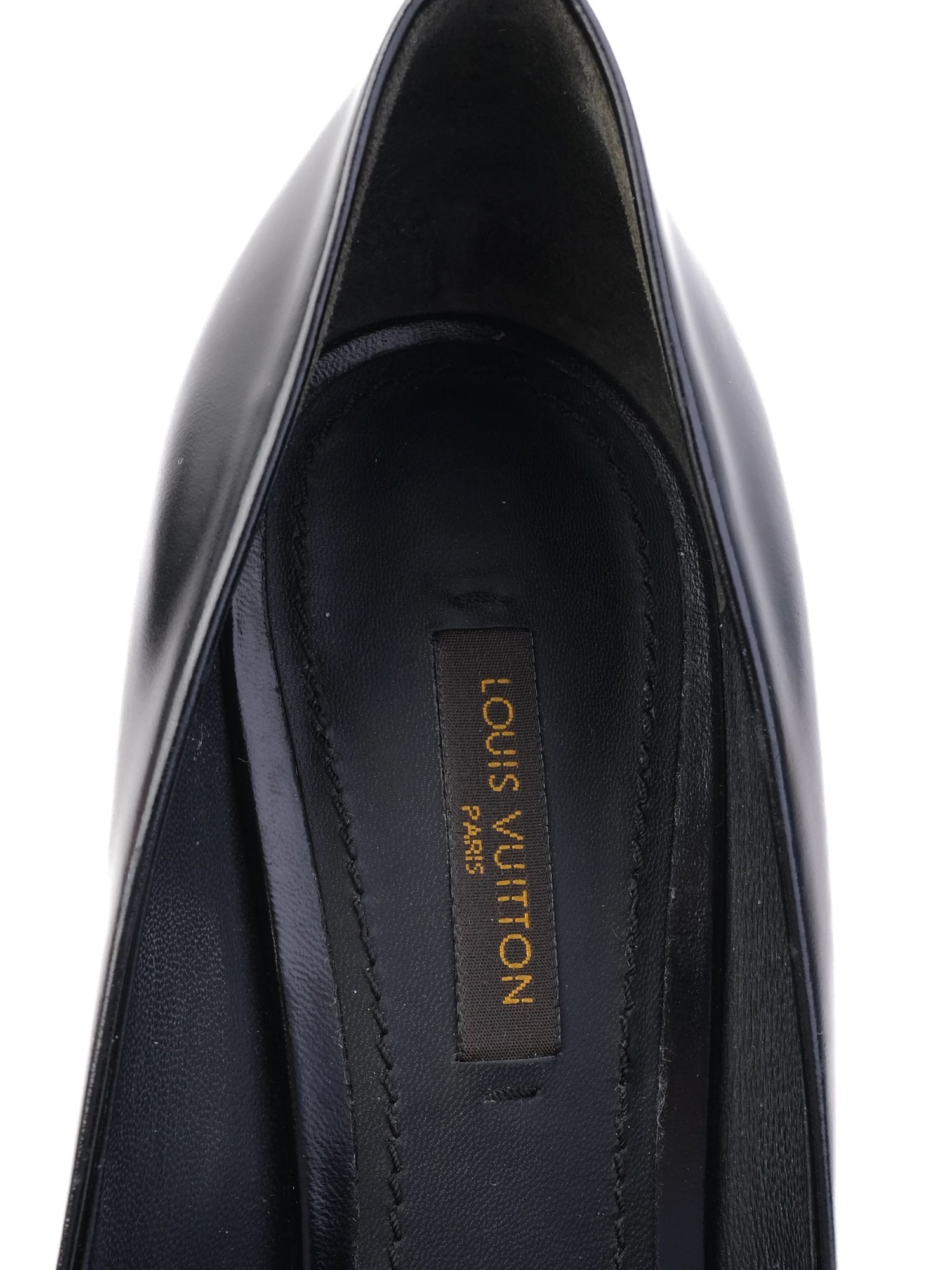 Excellent Louis Vuitton Black High-Heeled Shoes Size 38.5 Leather