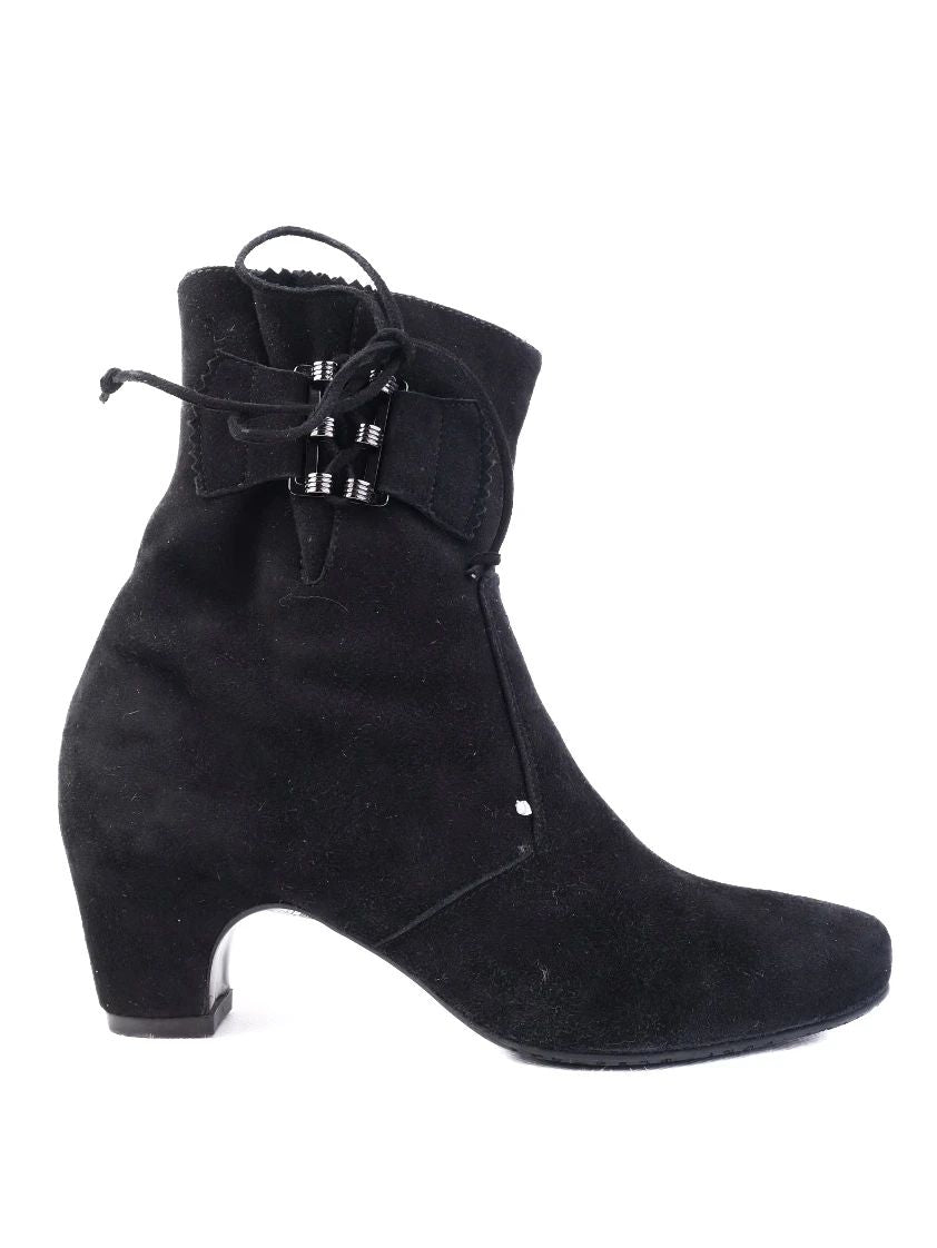 Perfect Pakerson Black Leather Ankle Boot with Lace Detail Size 36