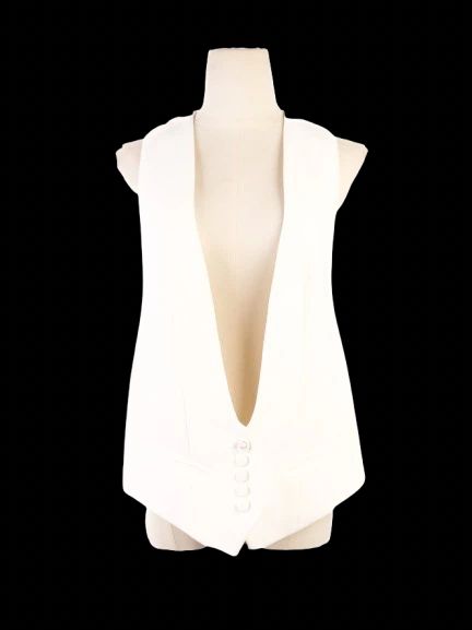 NEW Alexandre Vauthier White Formal Vest Size S Deep V-neck Design
