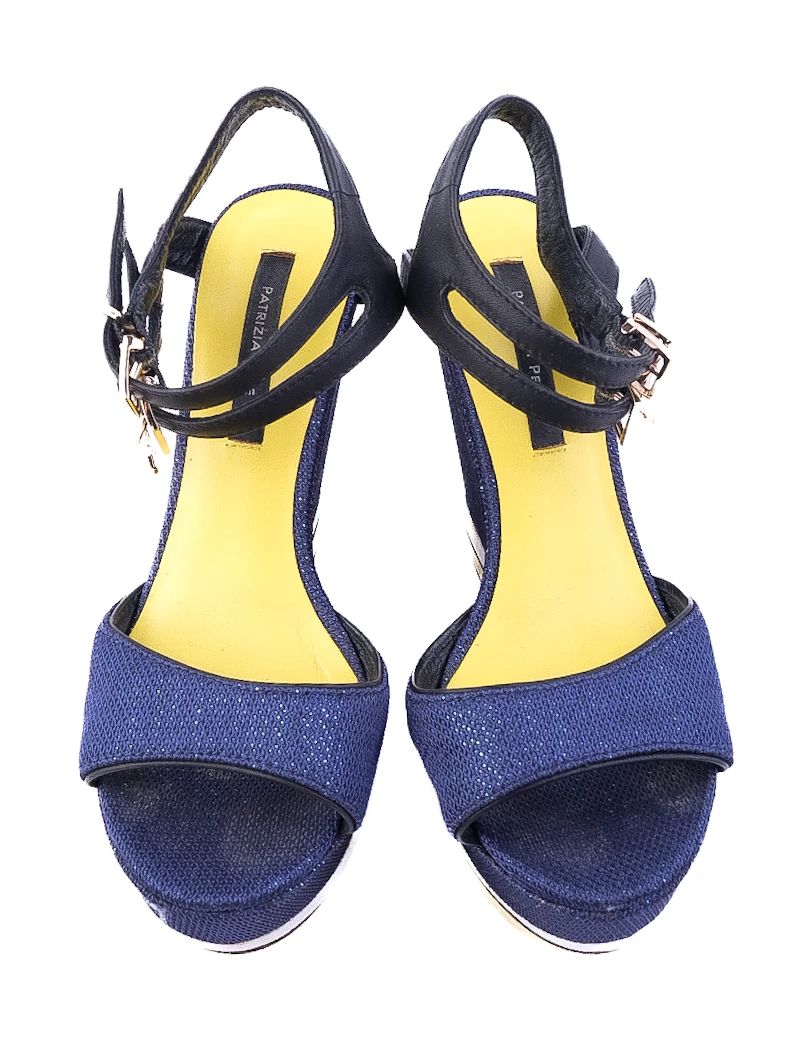 Perfect Patrizia Pepe Blue Woven Platform Wedge Sandals Size 35