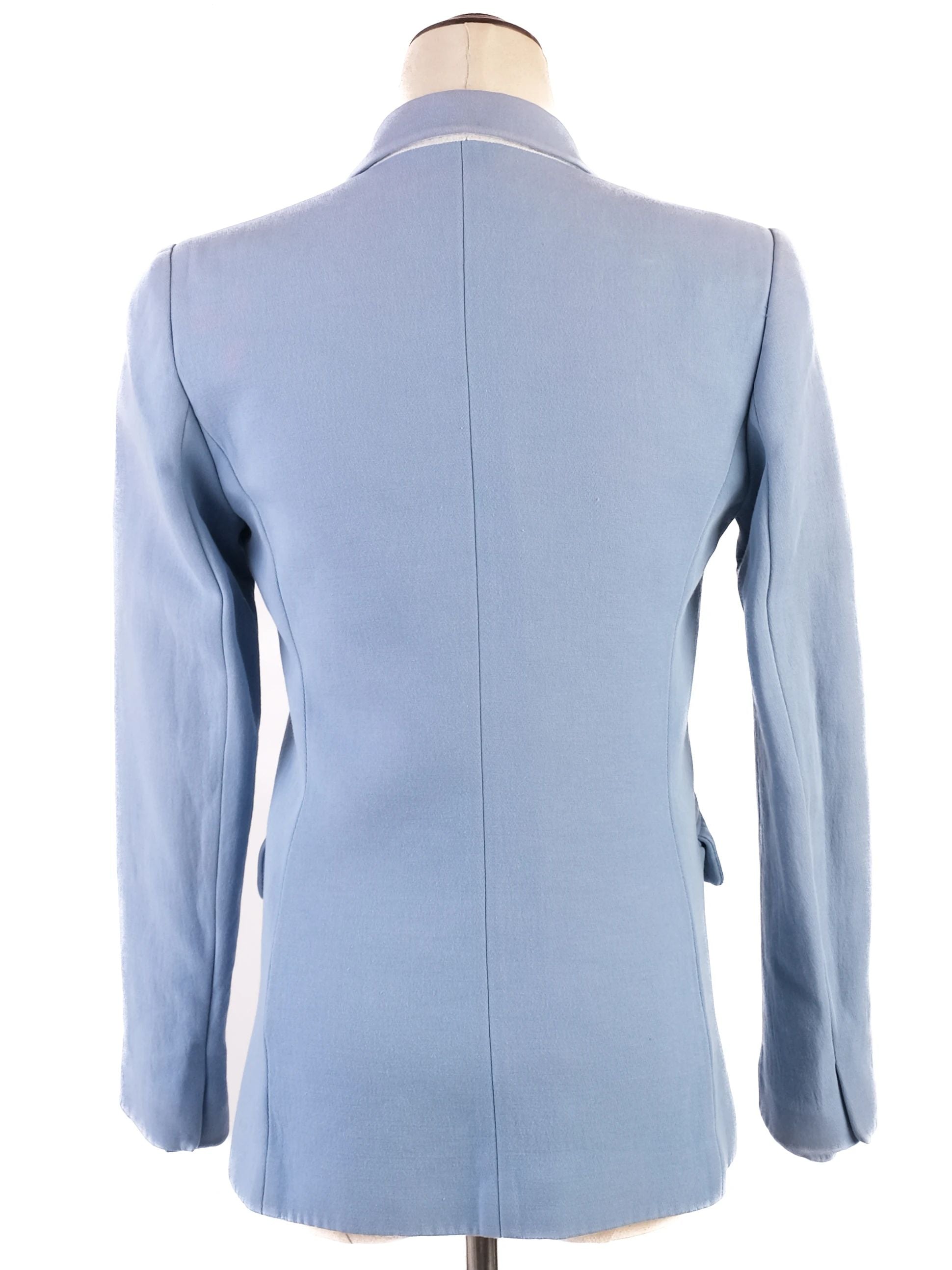 Excellent Sandro Blue Wool Double-Breasted Blazer Women Size Unknown