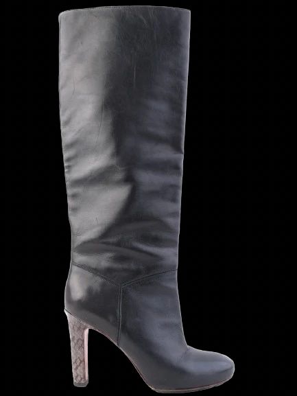 Excellent Marc Jacobs Black Leather Knee-High Boots with High Heel