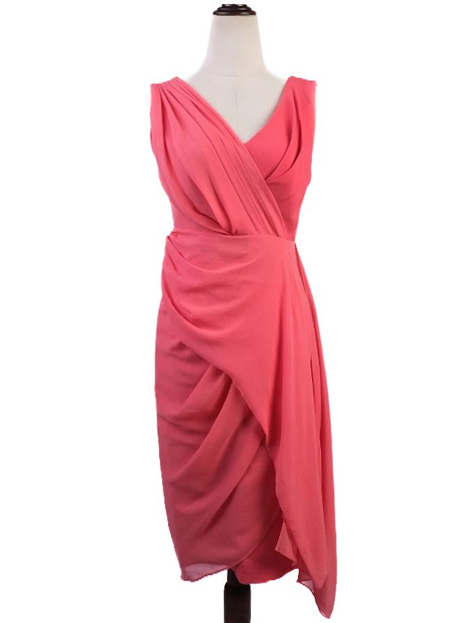 NEW Max Mara Pink Sleeveless Dress Size S Viscose Wrap Style