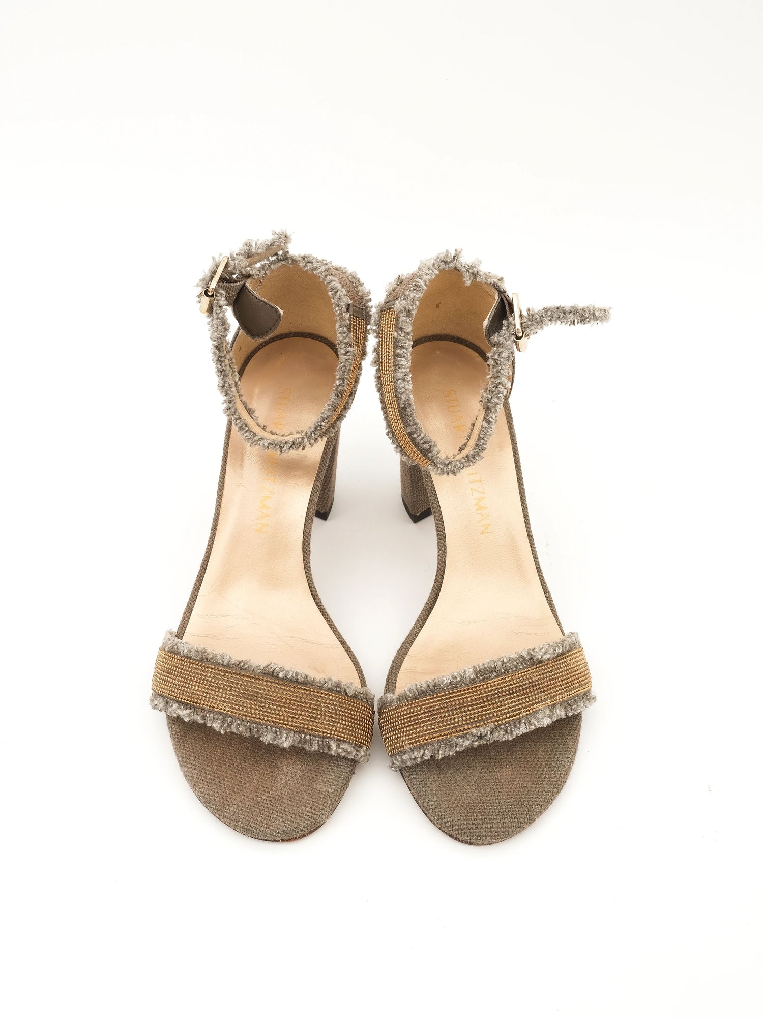 Excellent Stuart Weitzman Gray Leather High-Heeled Sandals Size 36