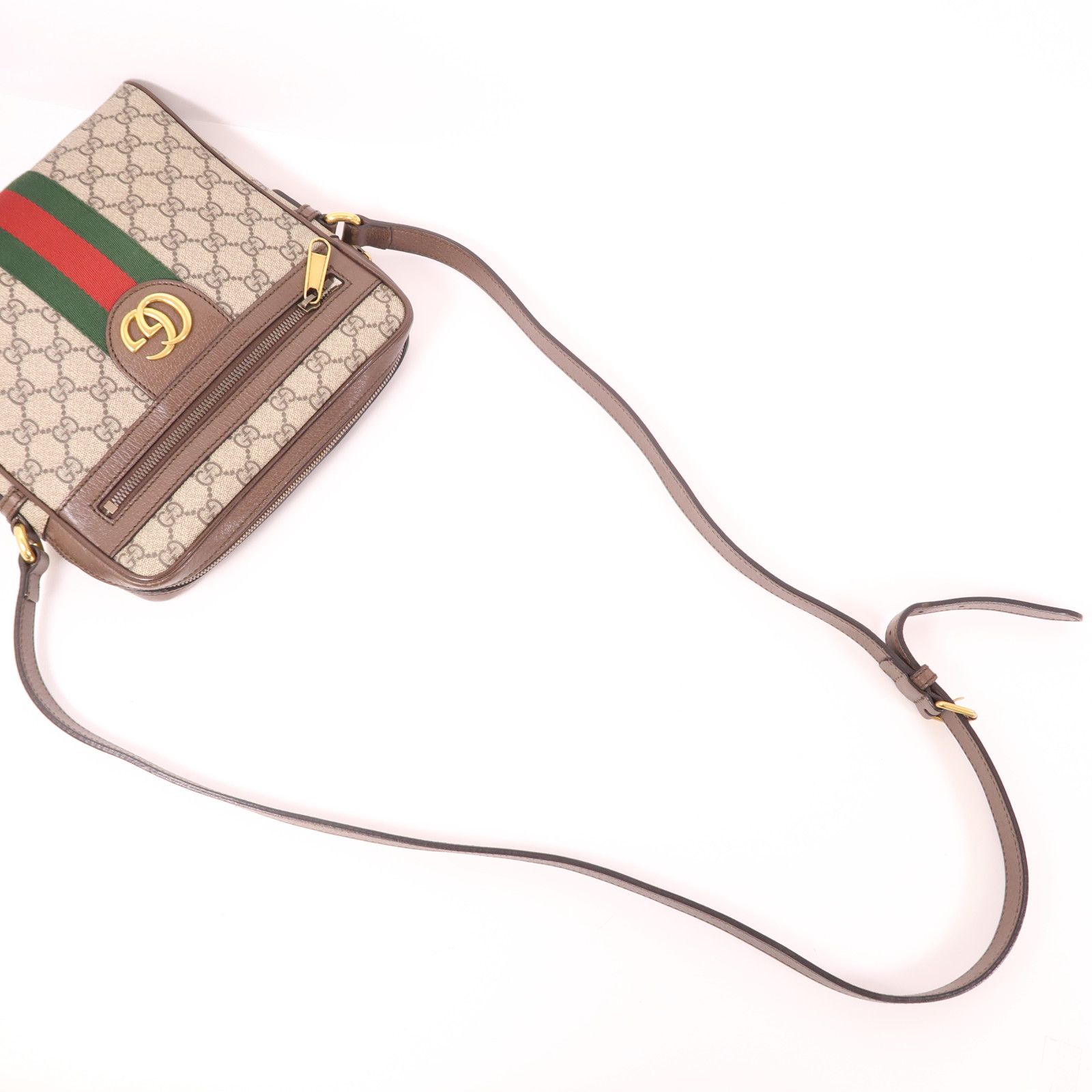 Gucci Painted Canvas Supreme Ophidia Small Messenger Golden Shoulder Bag Brown Pvc Coated Canvas 54792