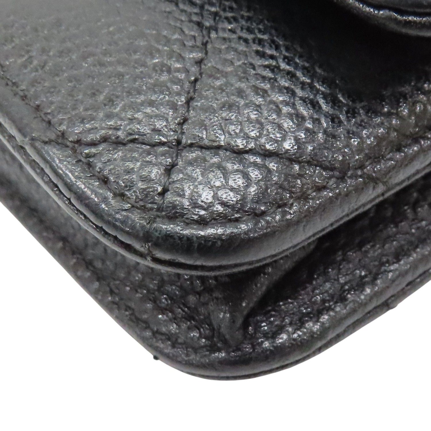 Chanel Woc Wallet On Chain Shoulder Bag Black Quilted Grained Calfskin