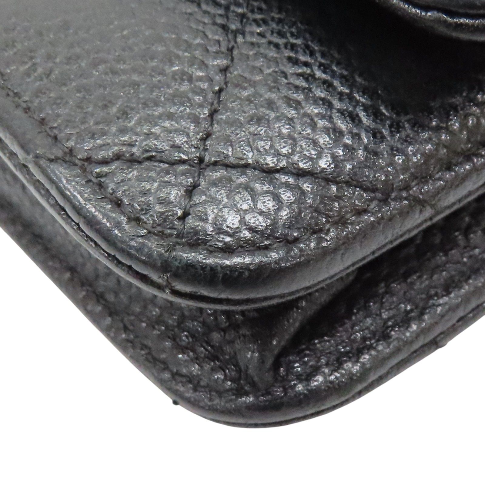 Chanel Woc Wallet On Chain Shoulder Bag Black Quilted Grained Calfskin