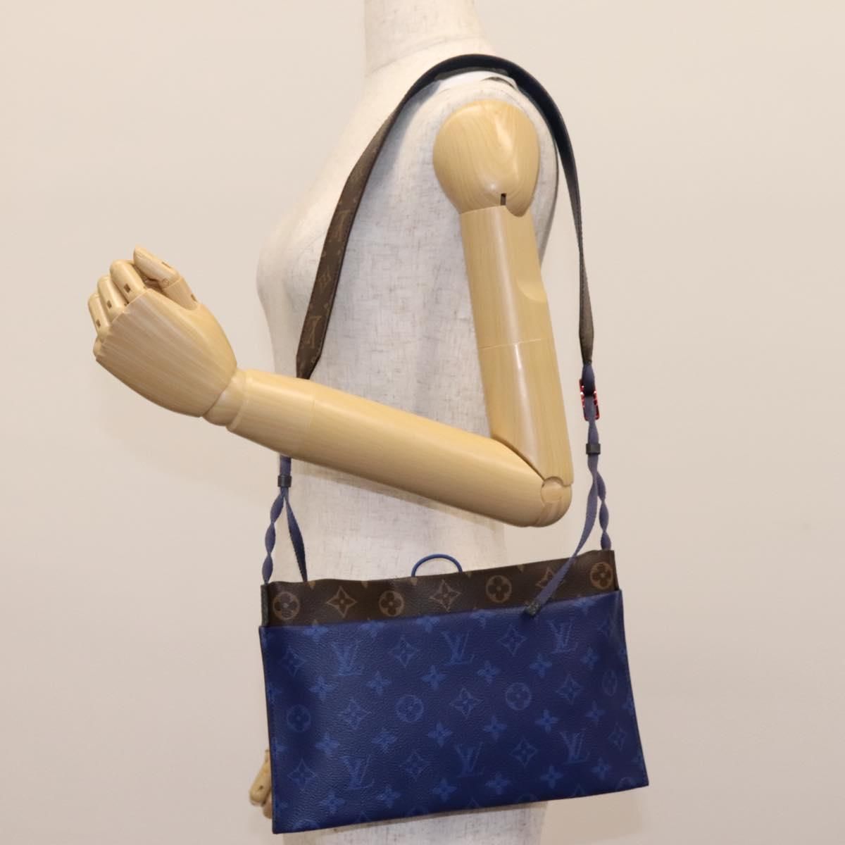 Louis Vuitton Monogram Pacific Split Sacoche Shoulder Bag Blue M 43854 Auth