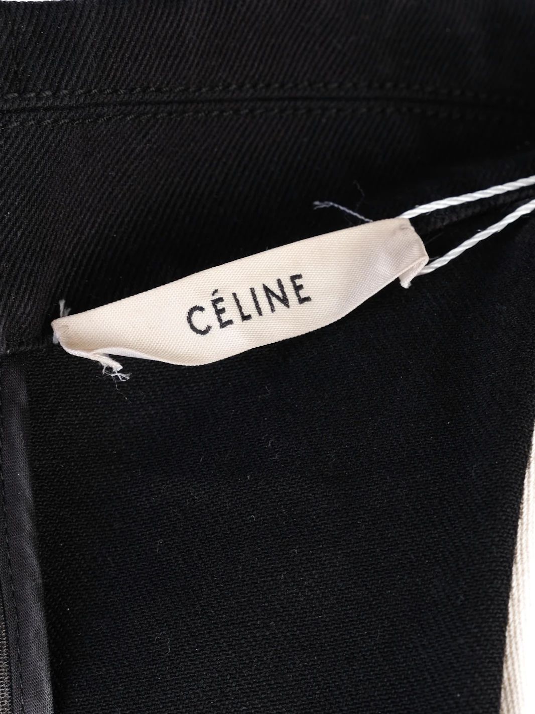 Excellent Celine Black Wool Dress XL with White Buttons