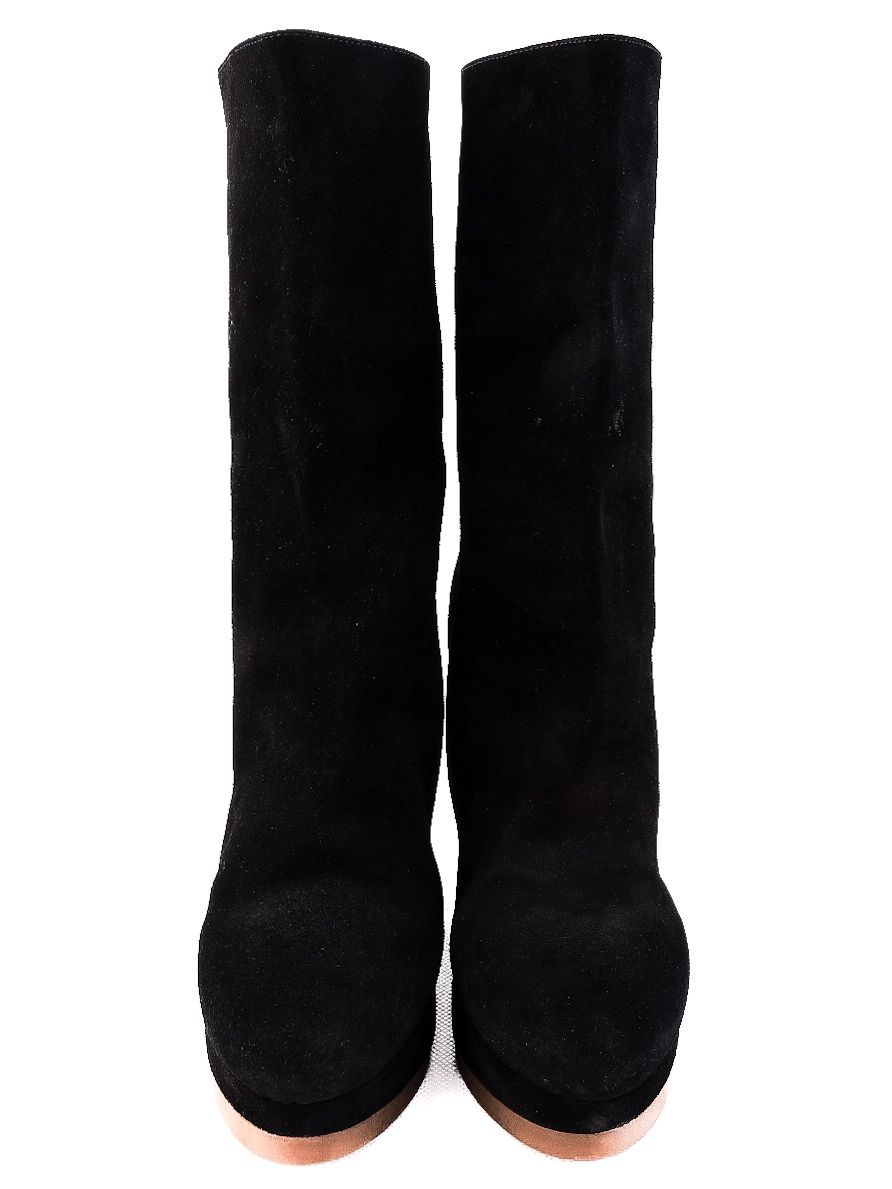 Jil Sander Black Genuine Suede Wedge Boots Size 37 Perfect Condition