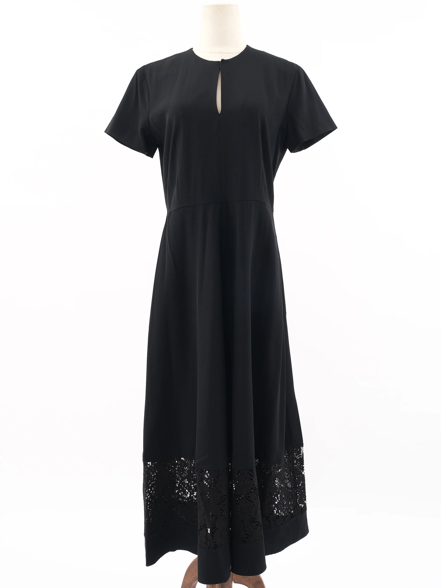 Excellent Marella Black Wool Dress with Lace Detailing Size N/A