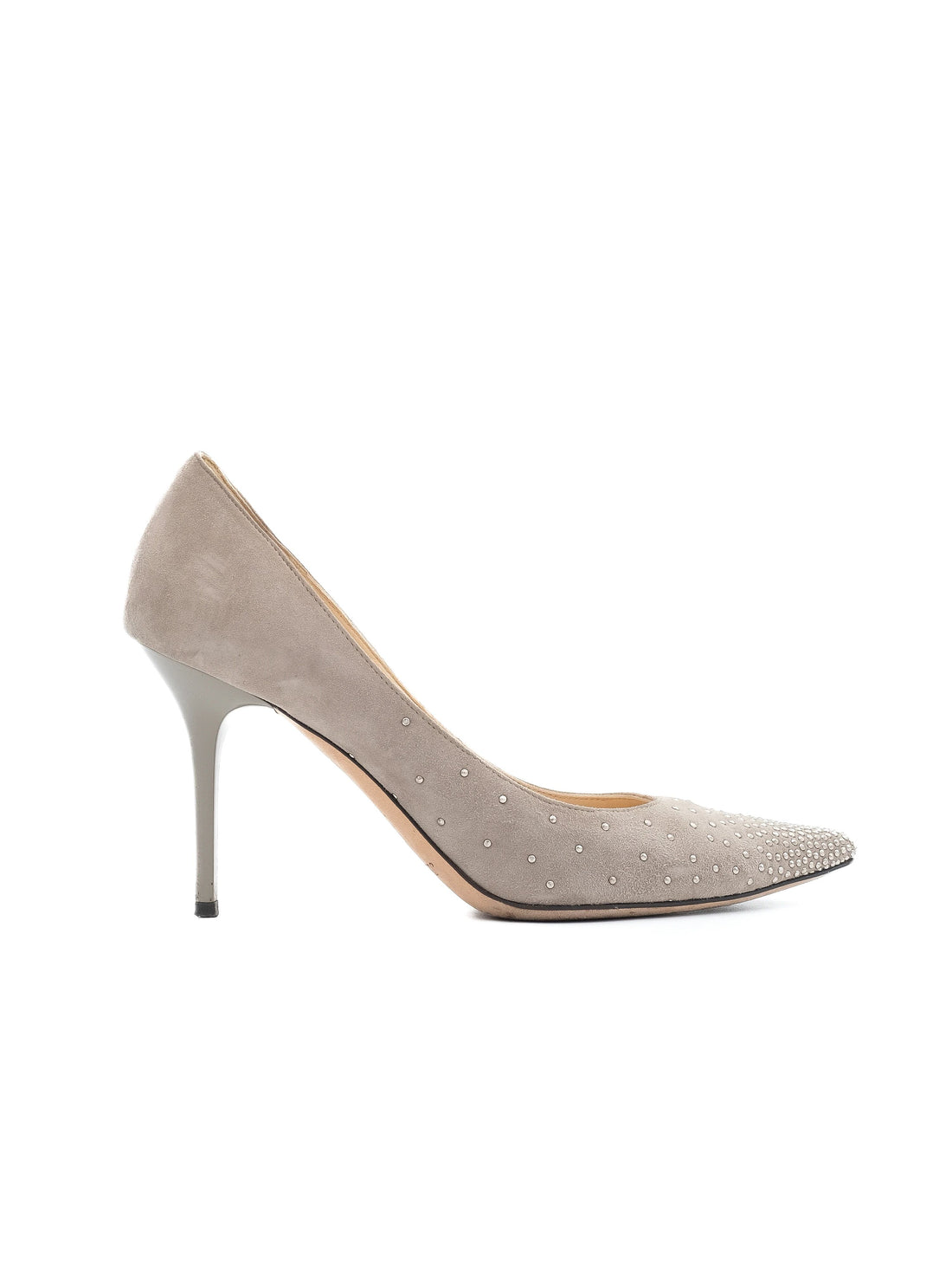 Excellent Jimmy Choo Gray Suede High-Heeled Stiletto Pumps Size 36.5