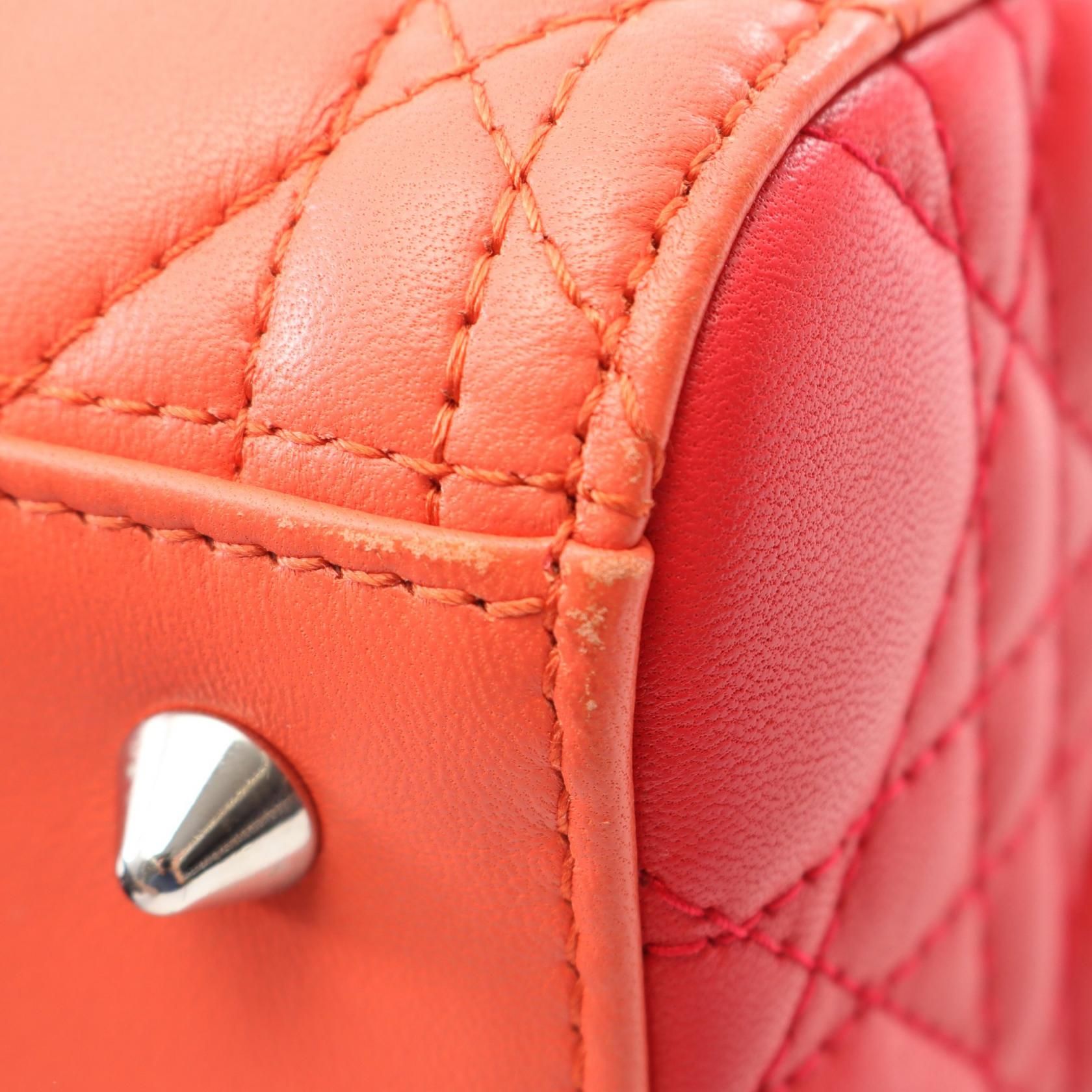 Dior Lady Dior Christian Dior Handbag Orange Pink Leather