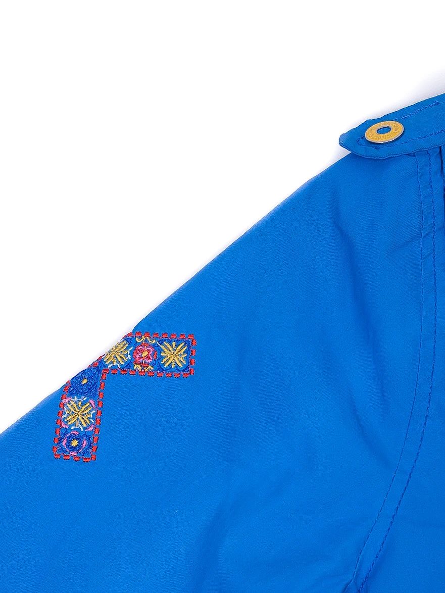 NEW Kenzo Kids Blue Cotton Coat Size 10 with Embroidered Logo