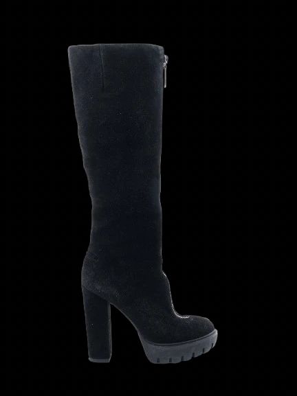 Perfect Kenzo Black Leather Knee-High Boots Size 36 with Block Heels
