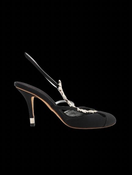 Excellent Vicini Black High-Heeled Stiletto Shoes with Rhinestones Size 40