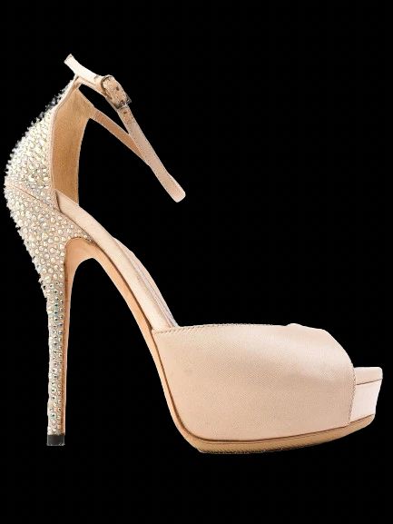 Excellent Gucci High-Heeled Shoes White Fabric Open Toe Size N/A