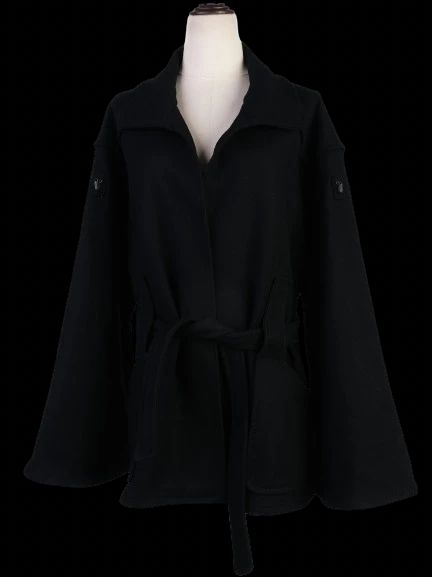 Excellent Bottega Veneta Black Wool Coat with Belt Size M