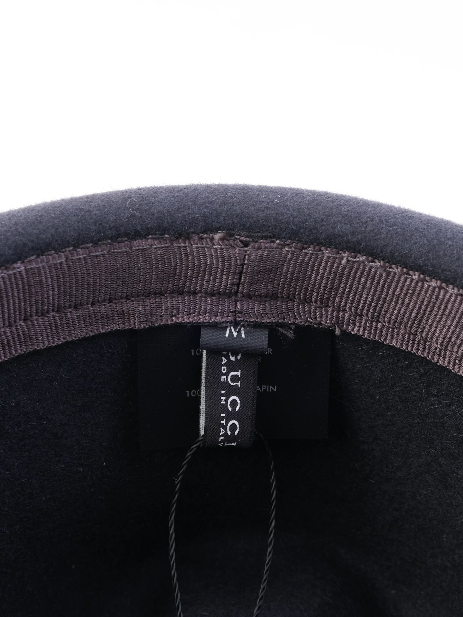 Excellent Gucci Black Wool Fedora Hat with Leather Band, Size M