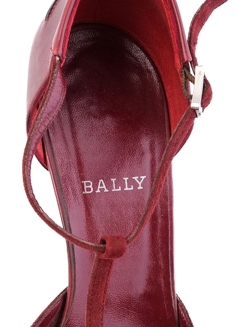Excellent Bally Red High-Heeled Shoes Genuine Suede Size 37