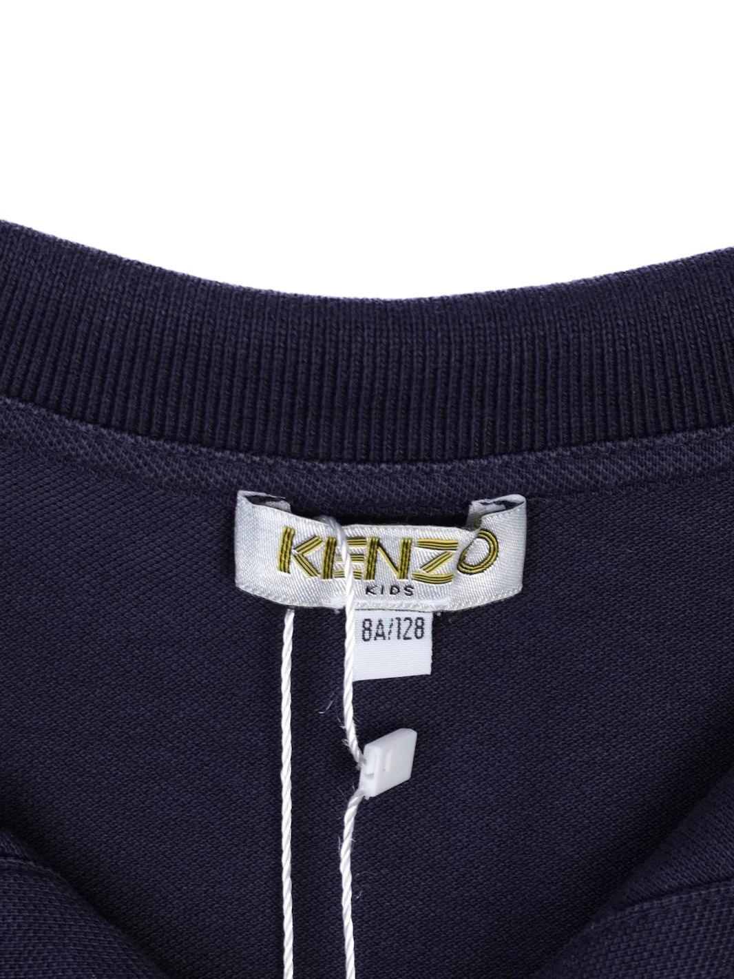 Kenzo Kids Excellent Blue Polo Shirt Size 8 with Tiger Logo