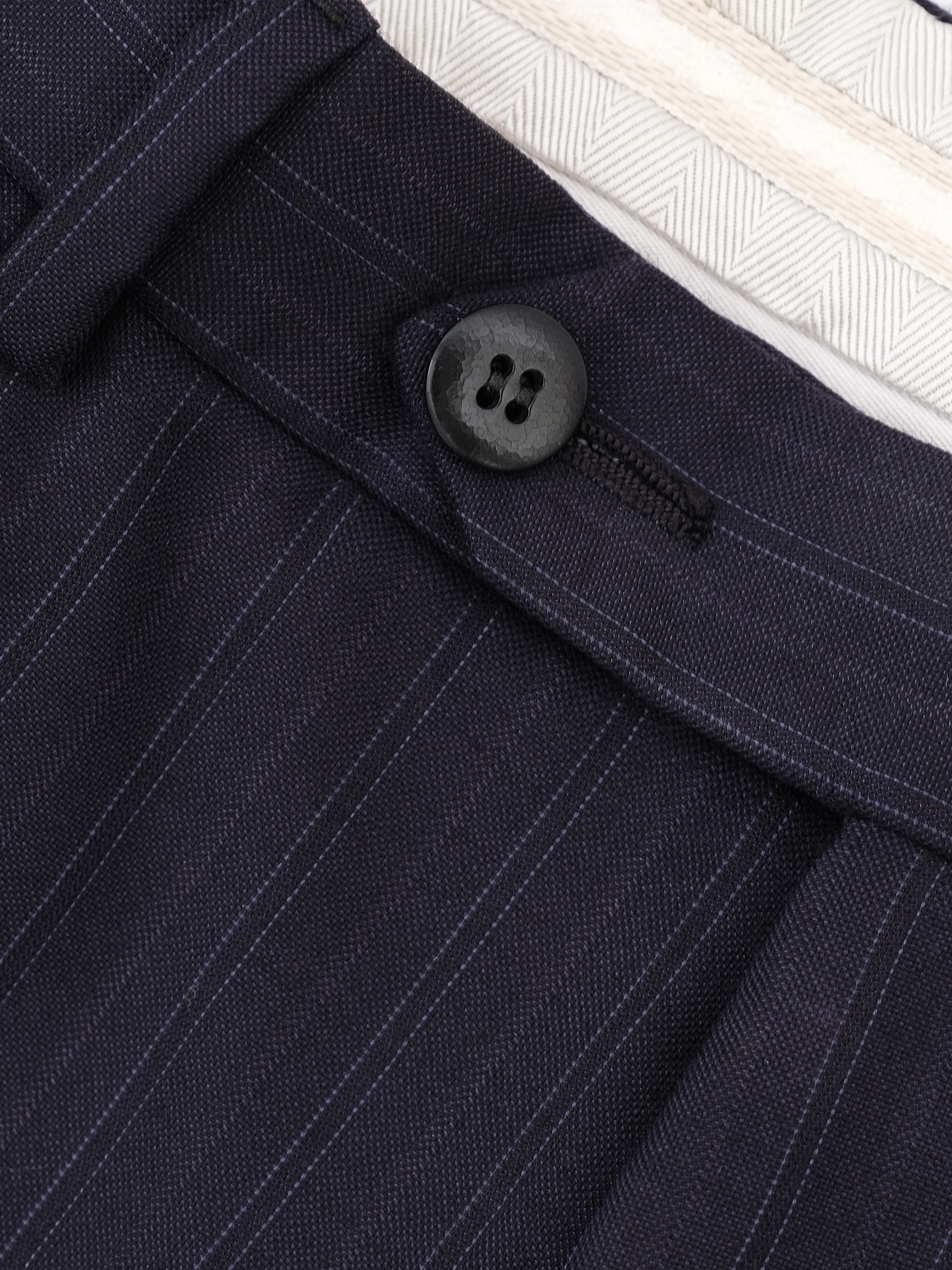 BRIONI Excellent Blue Cupro Suit Jacket Size XL Dark Pinstripe
