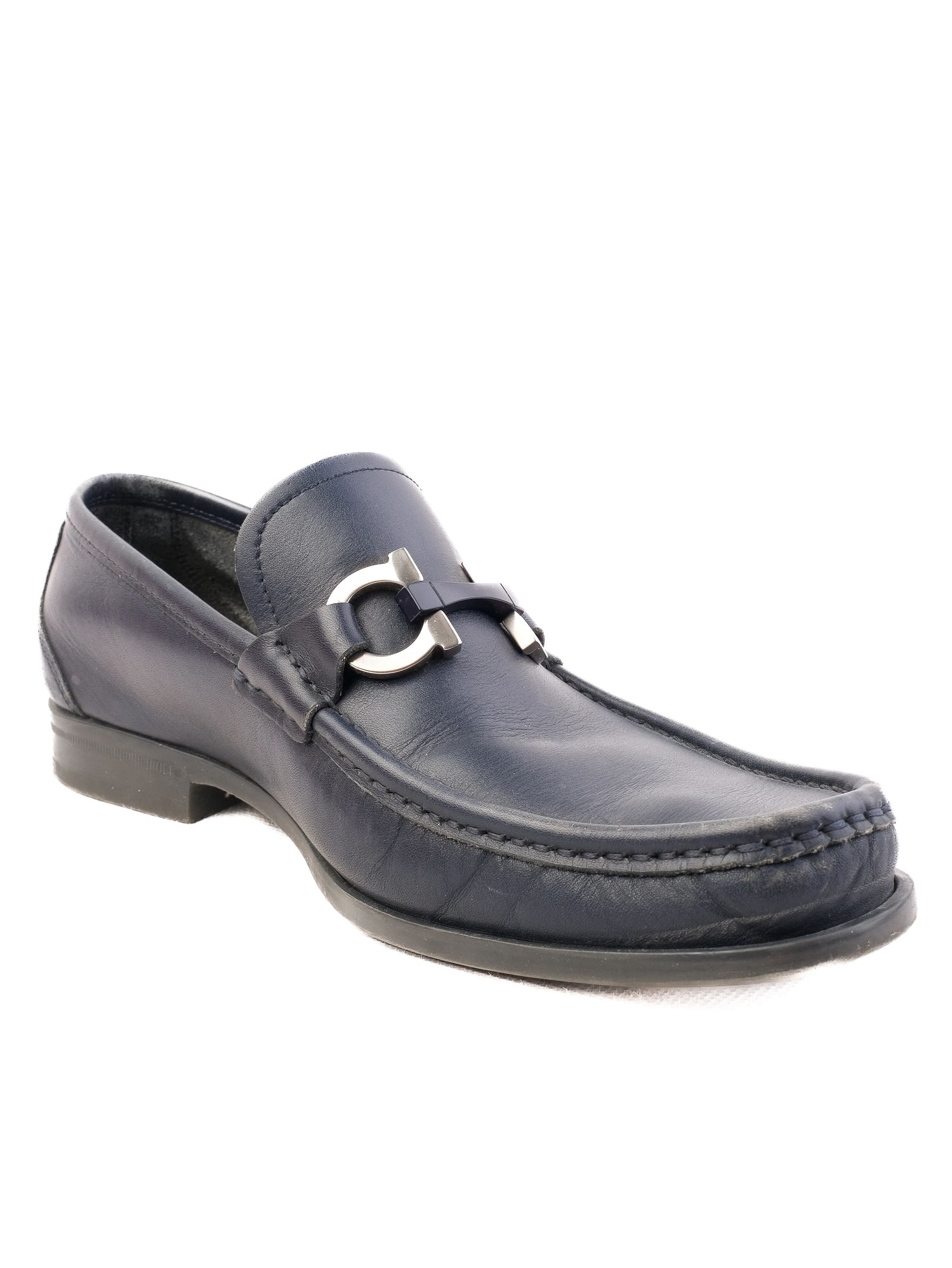 Excellent Salvatore Ferragamo Blue Leather Loafers Size 39.5