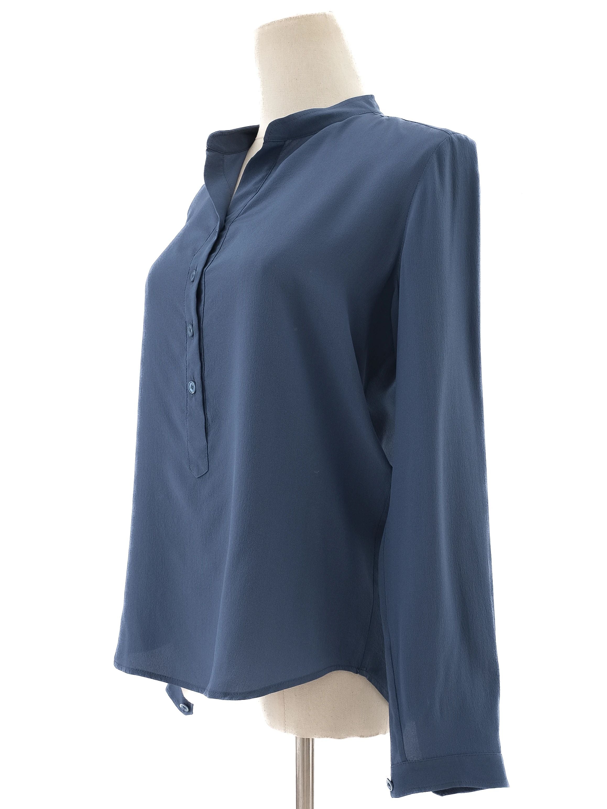 Excellent Stella McCartney Blue Silk Blouse Size XS Long Sleeve