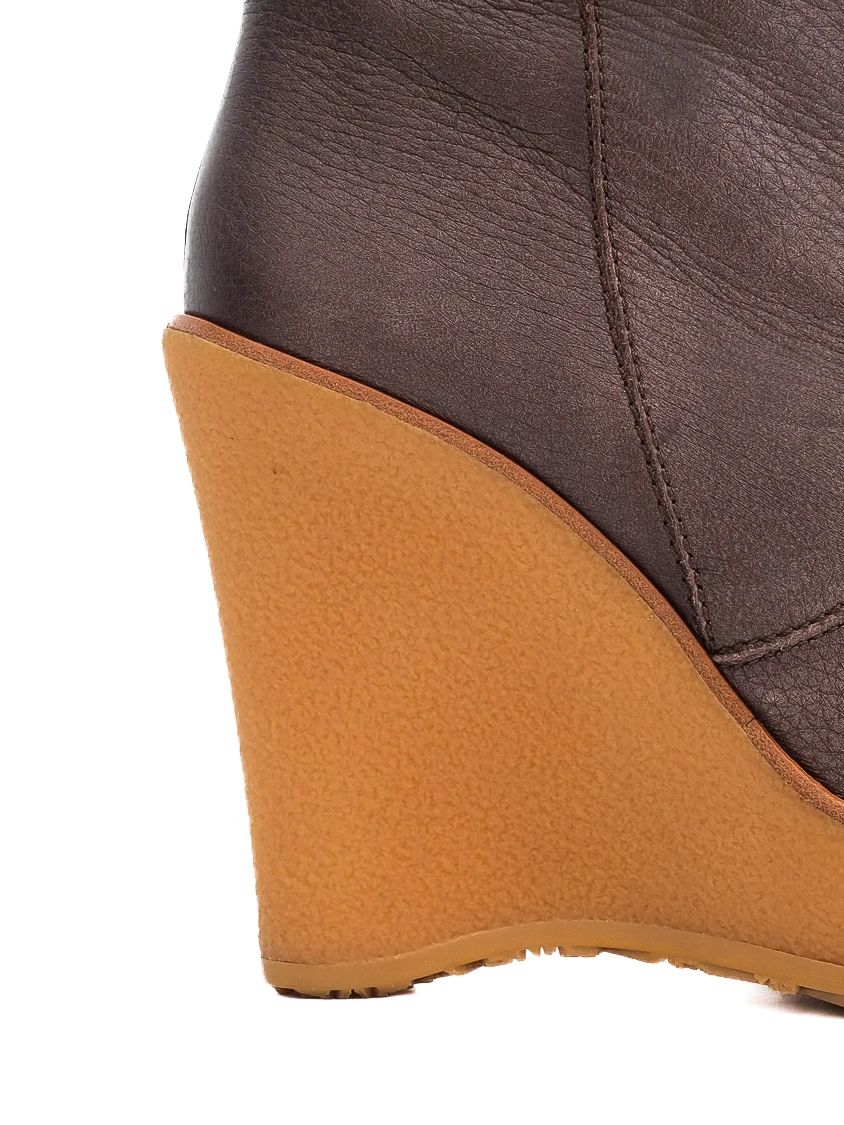 Bally Orange Leather Knee-High Boots Size 37 with Wedge Heel
