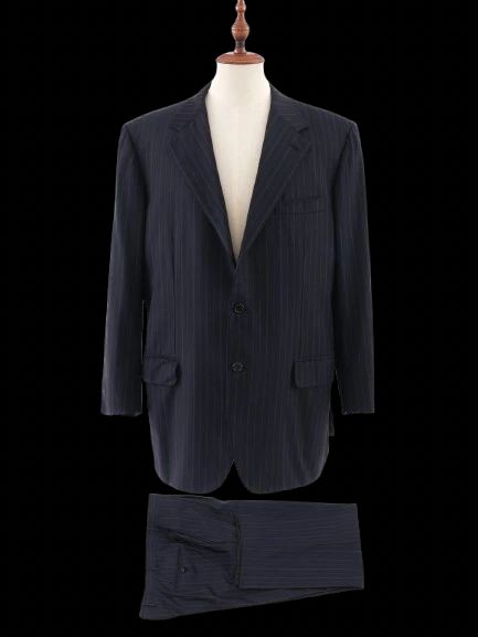 Excellent BRIONI Black Wool Pinstripe Suit Jacket Size XL