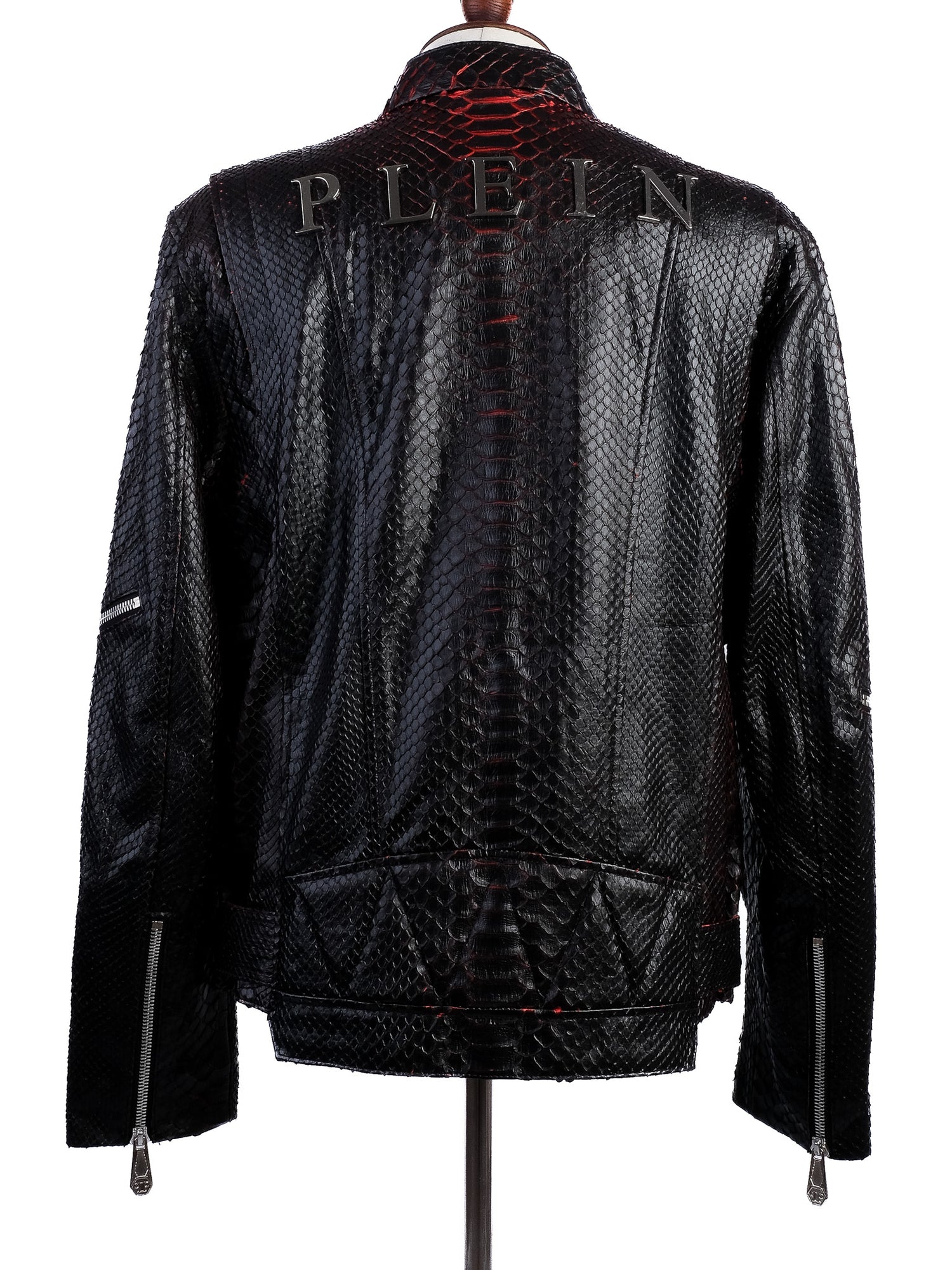 Perfect Phillipp Plein Black Textured Leather Jacket Size XL