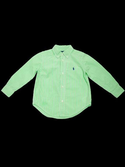 Good Ralph Lauren White Cotton Striped Button-Up Shirt Size 3 for Kids