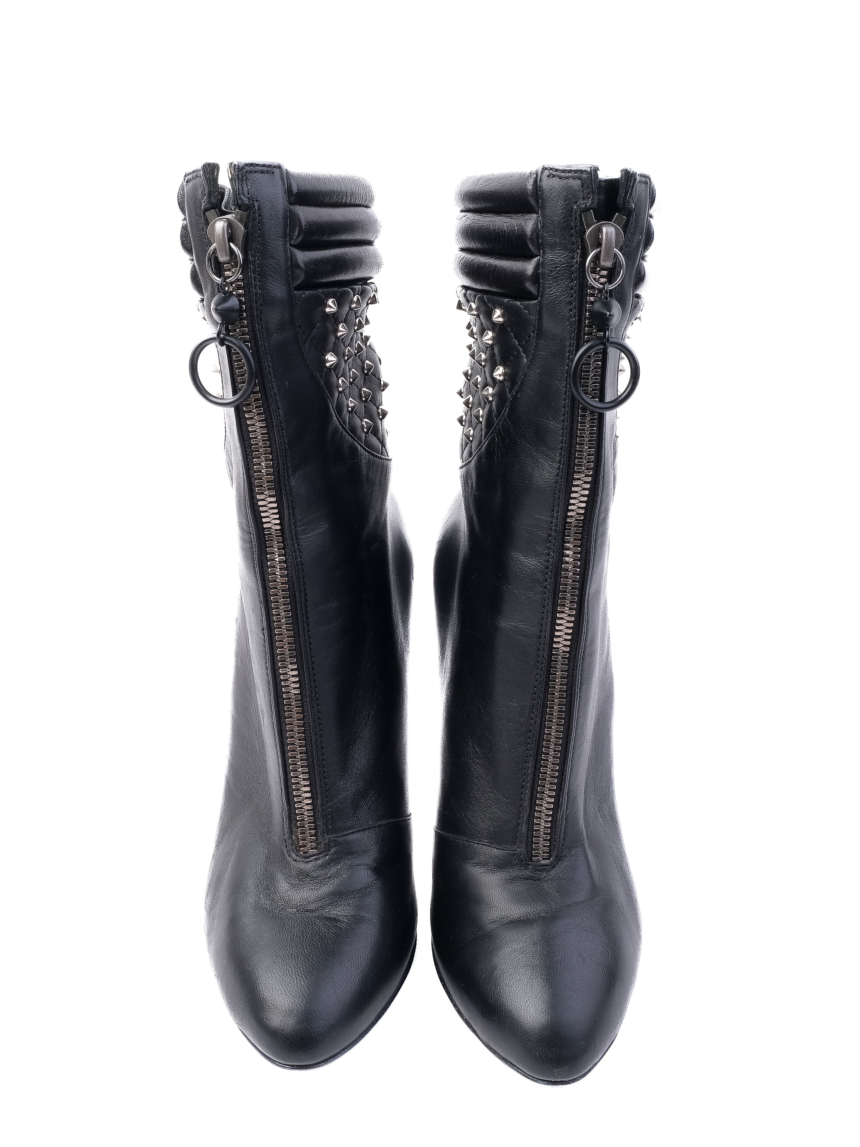 Giuseppe Zanotti Black Leather Quilted High-Heeled Ankle Boots