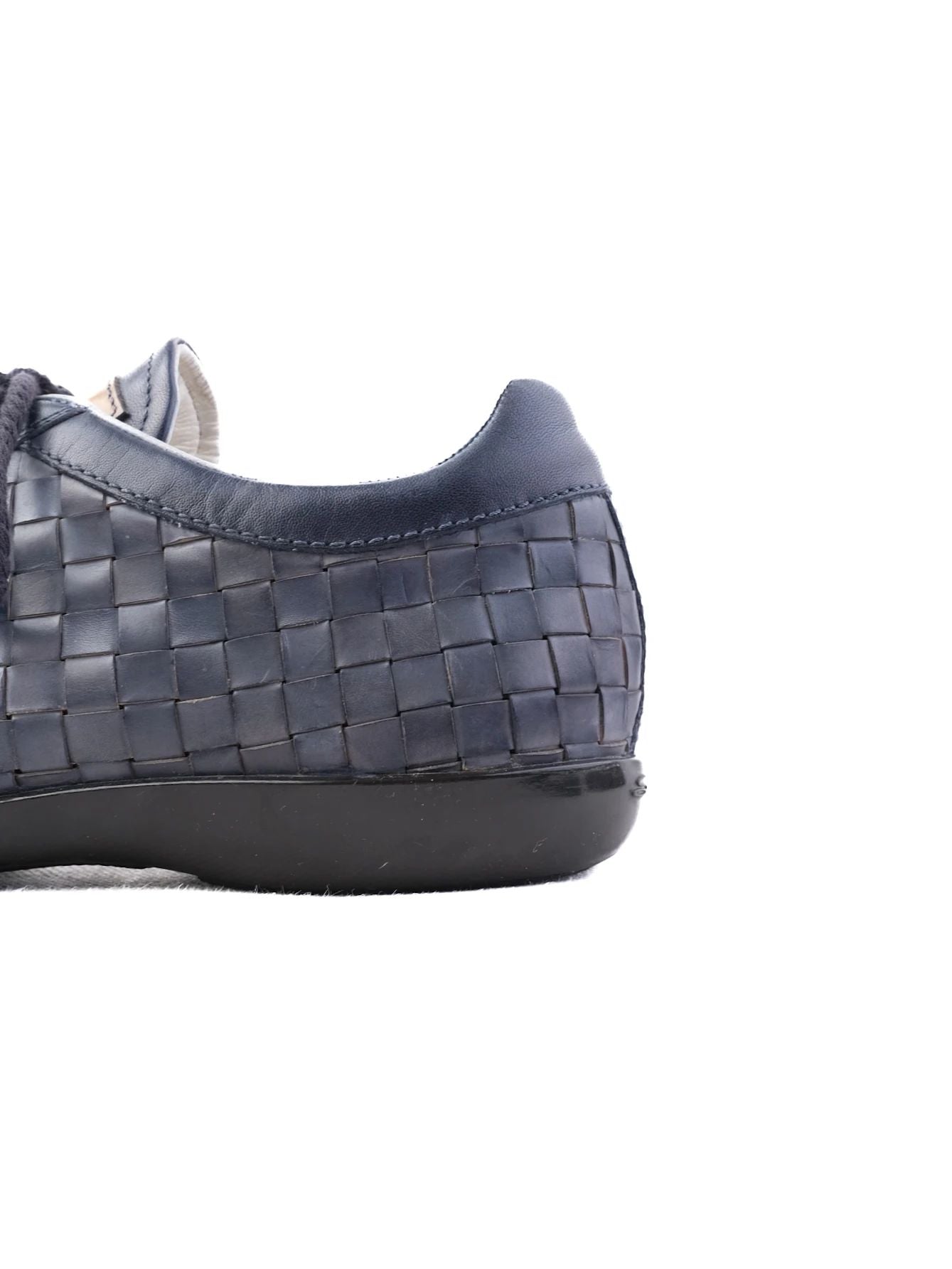 Excellent Santoni Woven Leather Sneakers Blue Size 40 Men