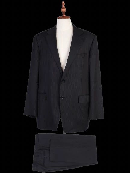 Excellent Canali Black Wool Suit Jacket Men Size XXL Pinstripe