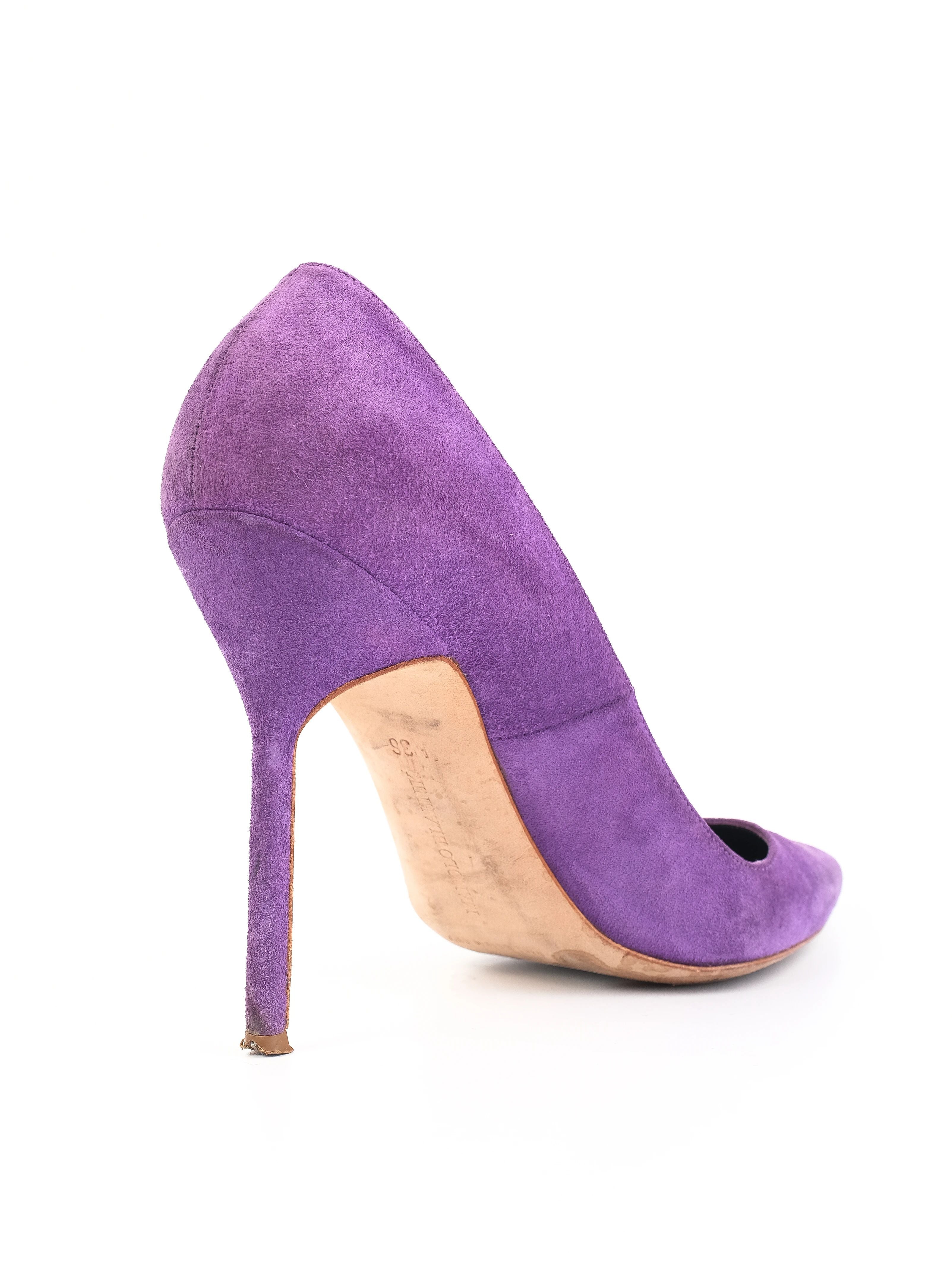 Excellent Manolo Blahnik Purple Leather High-Heeled Shoes Size 36