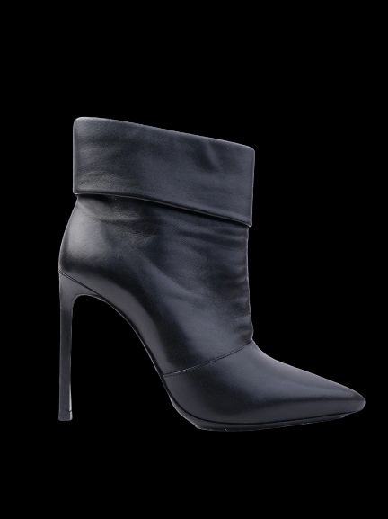 NEW Saint Laurent Black Leather High-Heeled Ankle Boots Size 35